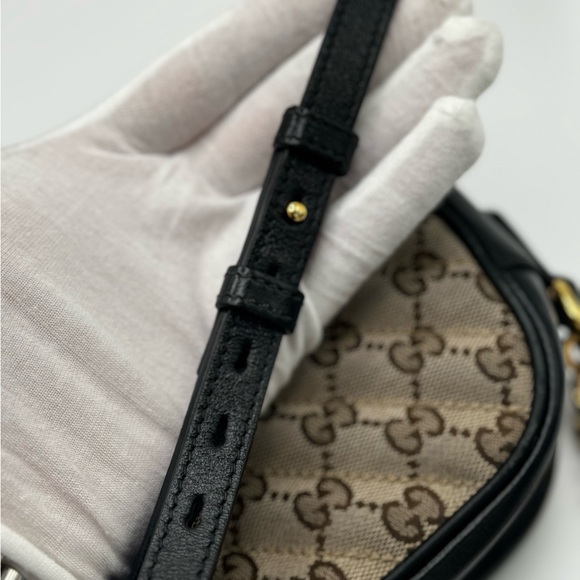 Gucci Monogram Matelasse Diagonal Small GG Marmont Chain Shoulder Bag Beige - Picture 13 of 16